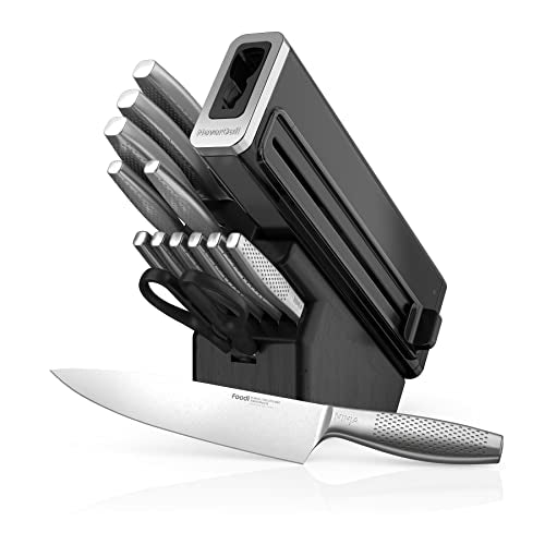 Ninja K62014 Foodi NeverDull Premium 14-Piece German Stainless Steel Knife System with Built-in Sharpener, Stainless Steel/Black